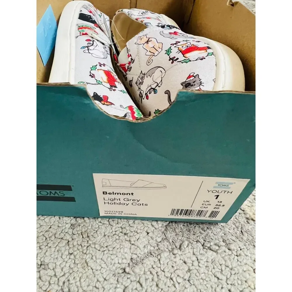 NIB❤️Toms Holidays Cats Sneaker Shoes sz1